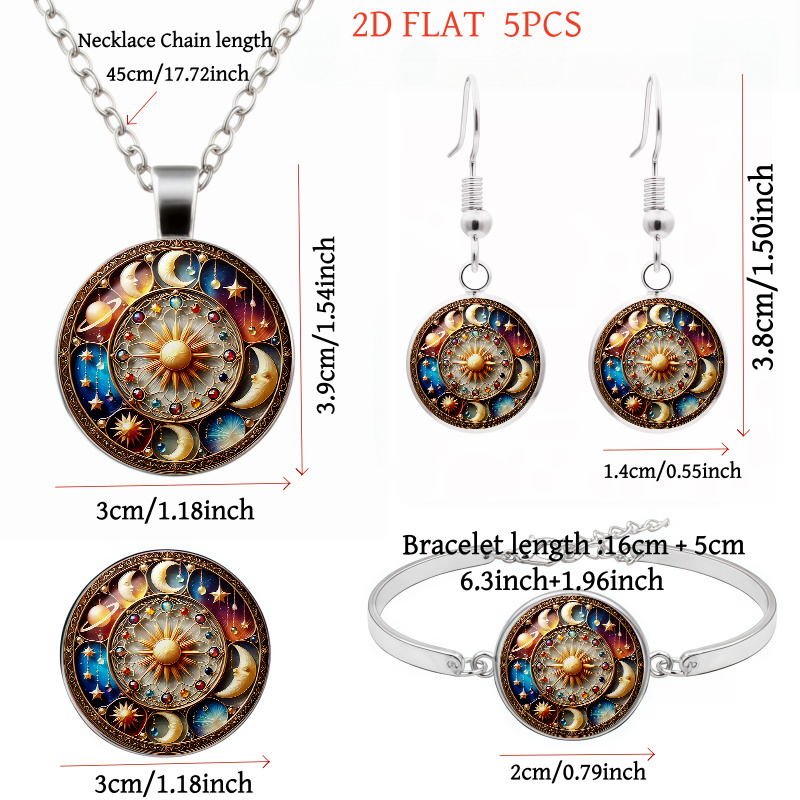 5pcs Solar System & Celestial-Themed Women's Jewellery Set
